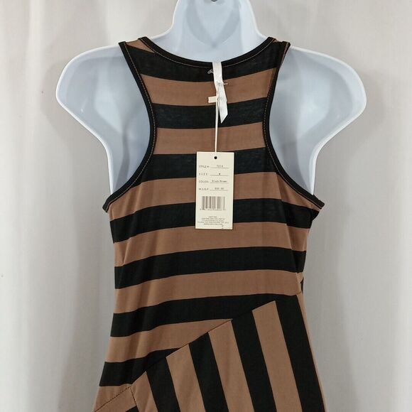 Cristinalove Dress Women's Size Medium Stretchy Striped Black Brown - Picture 6 of 13
